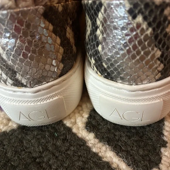 EUC AGL Attilio Giusti Leombruni Snakeskin Leather Sneakers 38.5 of Size 8.5 - Picture 4 of 10